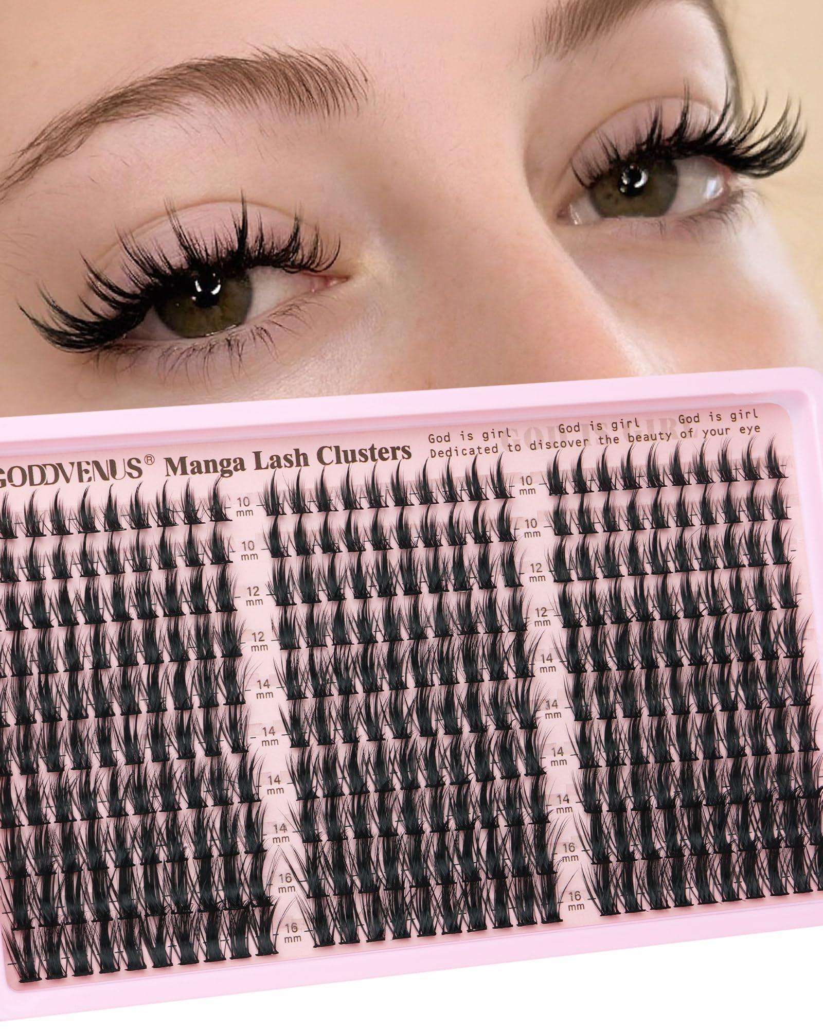 Photo 1 of Goddvenus Manga Lash Clusters Natural Wispy 300 Pcs Fairy Eyelash Clusters 10-16mm Fluffy Cluster Eyelash Extensions Anime Cosplay No Plastic Feel Individual Lash Extension CC Curve