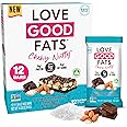Love Good Fats Plant-Based Keto Protein Snack Bars - Dark Chocolate Sea Salt and Almonds - 13g Good Fats, 9g Protein, 4g Net Carbs, 1g Sugar, Gluten-Free, Non GMO - Dark Chocolatey Sea Salt & Almonds, 12 Pack