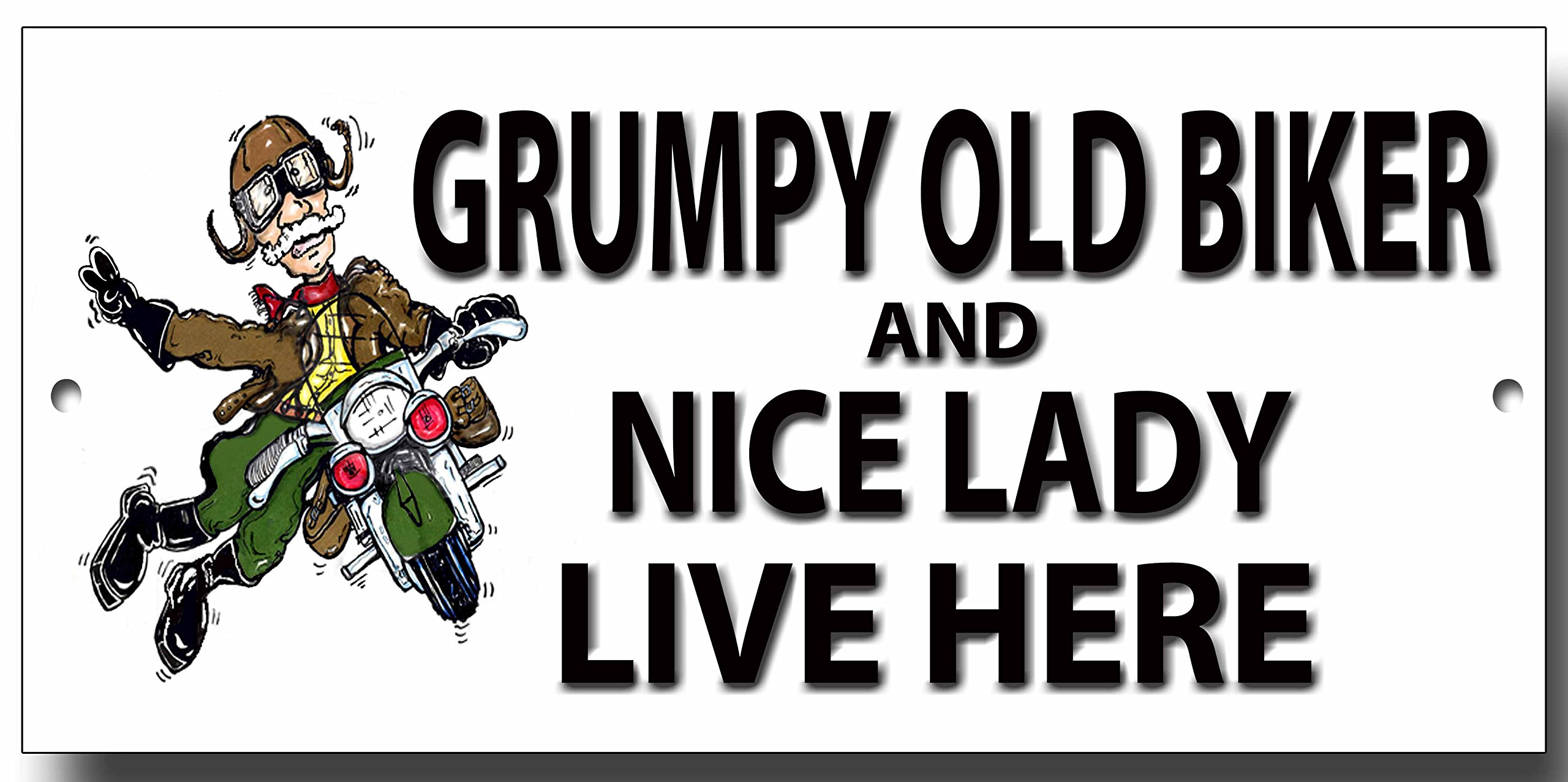 Grumpy Old Biker and a Nice Lady Live Here metal sign