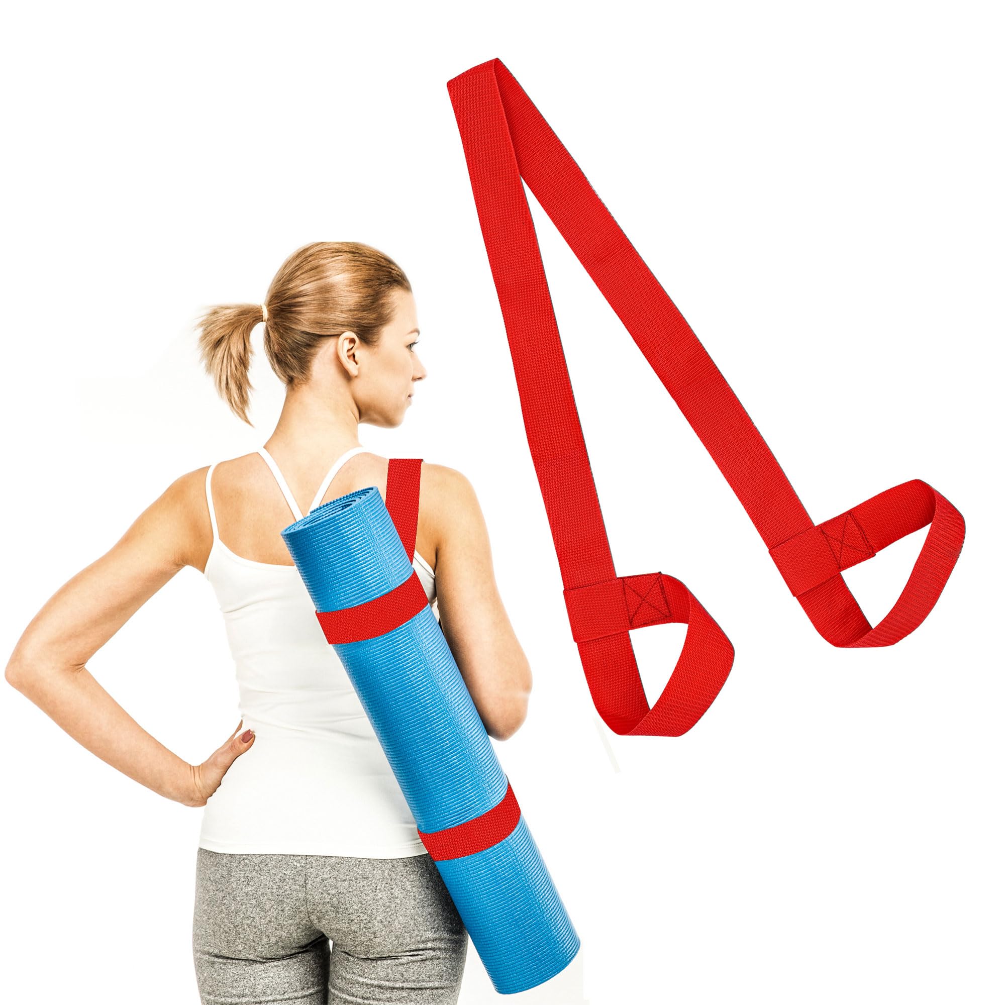 5RIDGE Yoga Mat Strap - Yoga Mat Carrying Strap Sling, Adjustable Loops for all Mat Sizes (Red)
