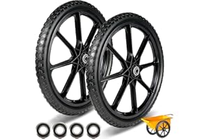 CANWUPON 20 Inch Flat Free Tire and Wheel - Wheelbarrow Wagon Cart Wheels Replacement with 3/4" & 5/8" Bearing Parts for Yard Lawn Garden and Wheel Barrow Trailer (20" 2 Pack) (20 Inch - 2Pcs)