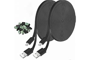JJMASEE 10FT Power Extension Cable for Wyze Cam V3/V4/OG/V3 Pro, Blink,Blink Mini Pan,Kasa,Arlo Essential,(Not for Wyze Pan v3),Micro USB(Not Type-c) Charging Cord for Security Camera 2Pack (Black)