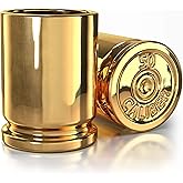 The Original 50 Caliber Brass Ceramic Shot Glasses - Set of 2 - American Owned & Operated - LIFETIME Guarentee