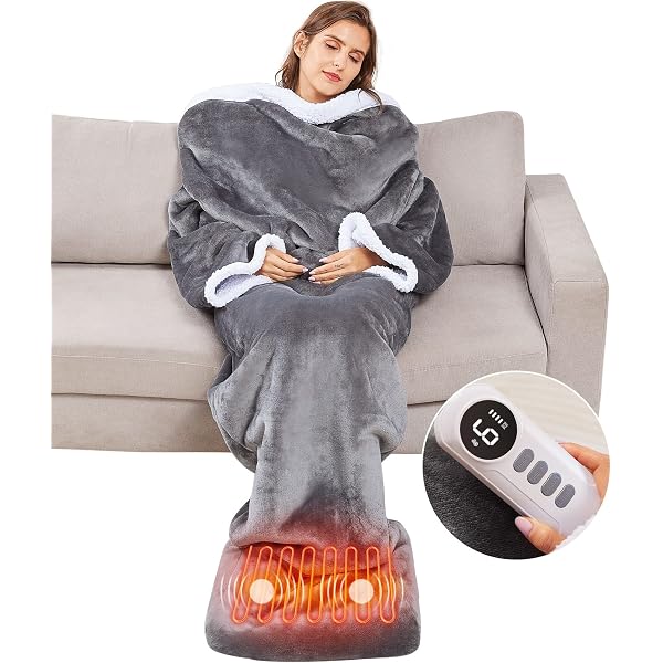 Amazon.com: Full Body Wrap Blanket with Heating Pad Foot Warmer, Eazfy  Sharpa Wearable Blanket Extra Large Electric Massaging Heated Pad for Feet,  6 Heat u0026 4 Massage Settings, 2H Auto-Off, Machine Washable :