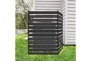COLRASN 48" H x 38" W (2 Panels) Air Conditioner Fence Screen Trash Can Privacy Fence Panels for Outside Unit, Pool Eequipment Enclosure, No Dig Backyard Fencing (Black)