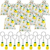 Shappy Pineapple Party Favors - Pineapple Drawstring Gift Bags and Keychains for Fruit Party Decoration