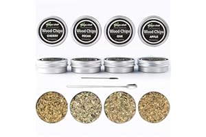 BIHAIT Wood Chips for Cocktail Smoker Chips for Smoking Gun, 4 Flavors Natural Wood Chips Including Cherry, Apple, Old Pecan, Whiskey Barrel Oak, Sawdust for Smoked Drinks, Food, Cocktails, Cheese, Desserts