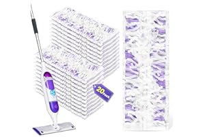 BISENKUD 20 Count Disposable Mopping Pad Refills for Swiffer Power Mop Pads Refills, Unscented Spray Cleaning Repalcement Pads