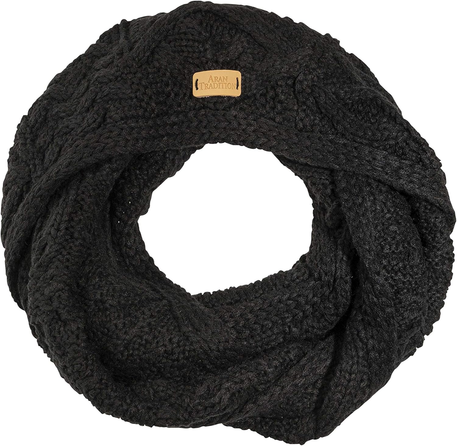 Aran Traditions Cable Knit Snood Scarf (Black) Amazon.co.uk Clothing