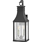 Hinkley Beacon Hill Large Wall Mount Outdoor Lantern, Aluminum, Clear Seedy Glass, Old World Charm, Museum Black Finish