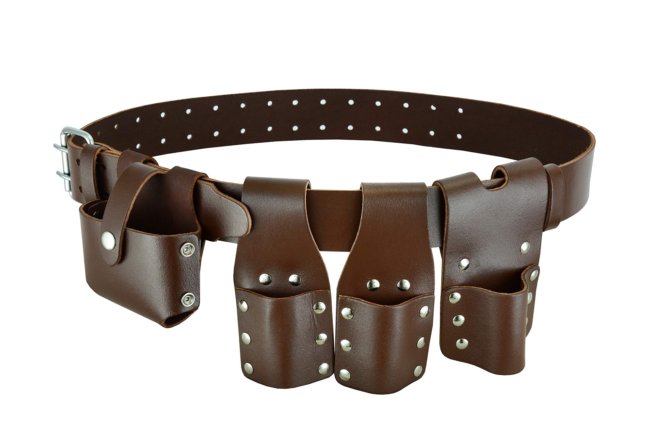 Scaffolding Leather Tools Belt Brown Leather Full Tools Pockets Pouches Level Tape Holder