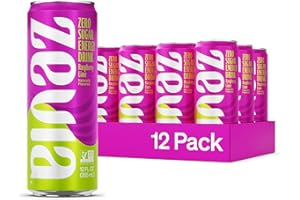 Zevia Zero Sugar Energy Drink, Raspberry Lime, 12 oz Cans (12-Pack) – Naturally Sweetened, Zero Calorie Sugar Free Energy - Non-GMO Project Verified, Gluten-Free, Vegan