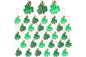 OUMUAMUA 30 PCS St. Patrick's Day Shamrocks Ornament Set, Good Luck Clover Hanging Bauble Trefoil Pendant Decoration for Keyring Tree Shelf Home Decor Irish Festival, 3 Style