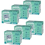 Wet Ones Sensitive Skin Hand and Face Wipes, Unscented, 24 Individually Wrapped Wipes (Pack of 6), Packaging May Vary