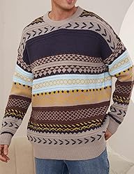 Flygo Men's Vintage Grandpa Sweater Crewneck