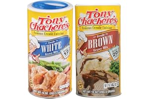 Tony Chachere's Creole Gravy Bundle - 1 Each of 10 Ounce White Gravy Mix and 10 Ounce Brown Gravy Mix