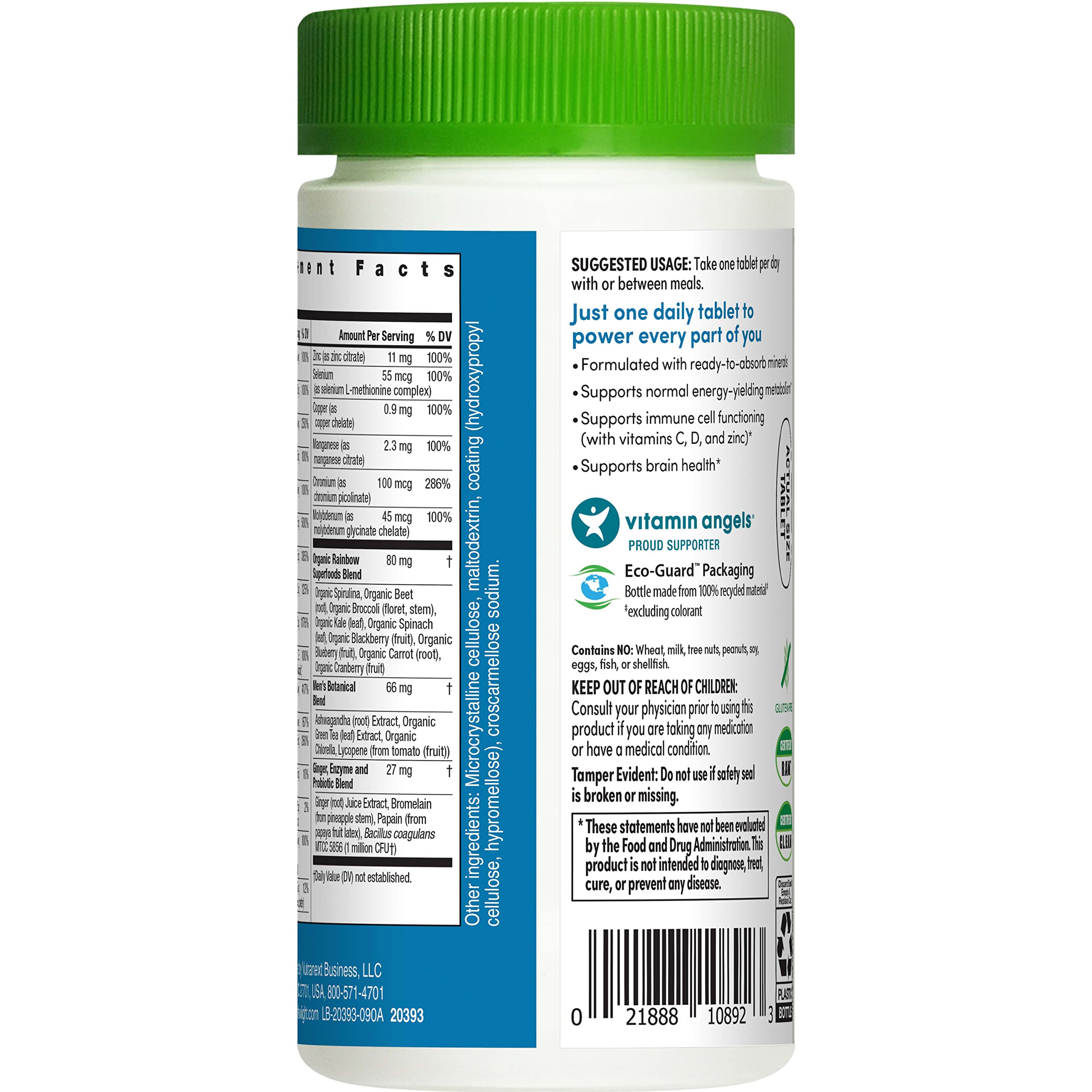 Rainbow Light Mens One Multivitamin, Men's Daily Multivitamin Provides High-Potency Immune Support, With Vitamin C, Vitamin D and Zinc, Vegetarian, 90 Count