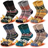 Comfoex Kids Wool Socks for Boys Girls Winter Warm Thermal Thick Cozy Socks 4-6 6-8 8-10 Years Old 6 Pairs