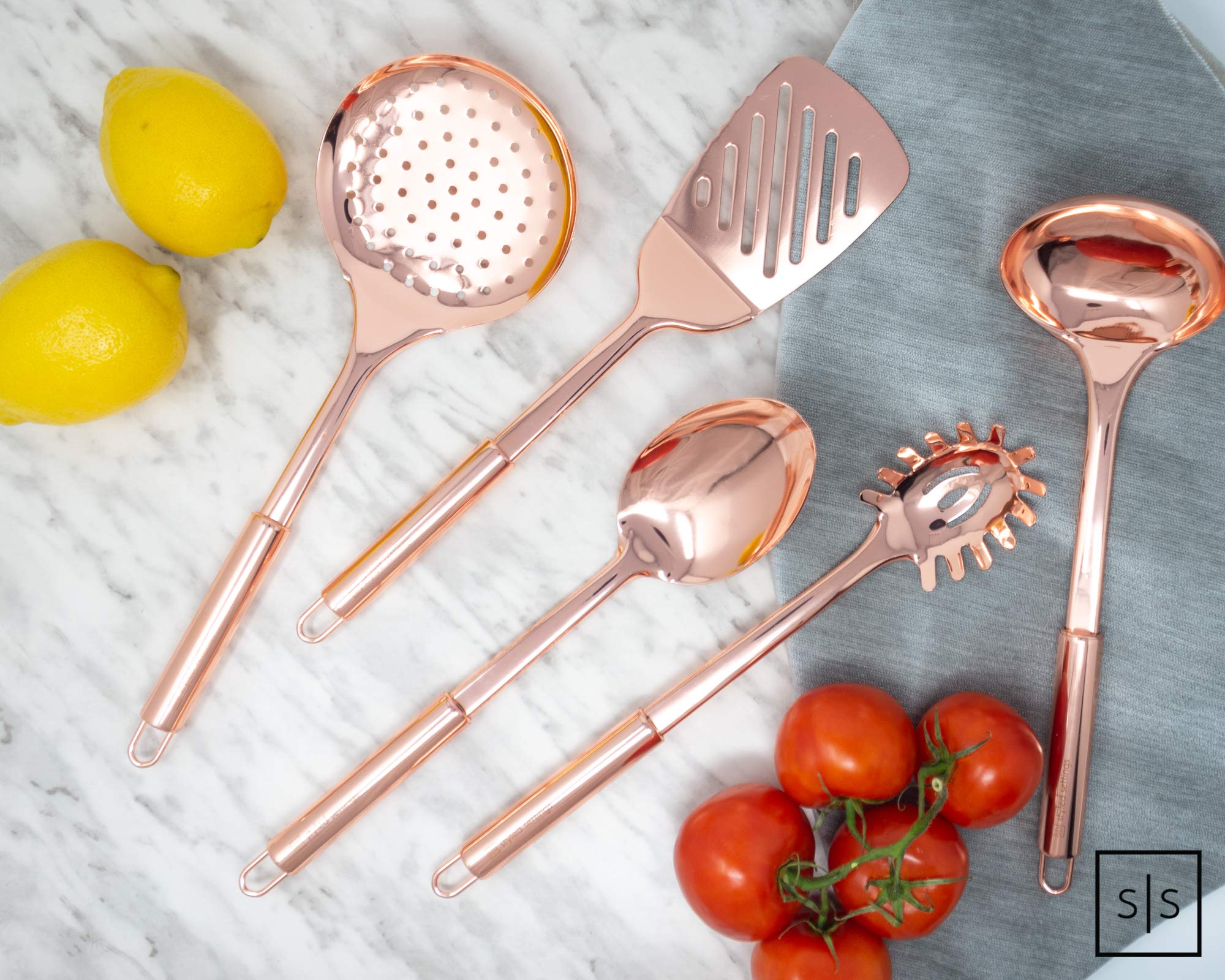 Copper Cooking Utensils for Cooking/Serving, Rose Gold Kitchen Utensils