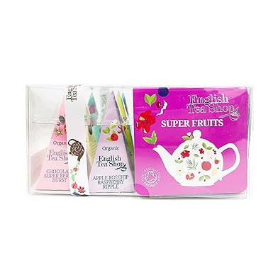 English Tea Shop - Teegeschenk mit Schleife 'Früchte Tee Kollektion' (Super Fruits), BIO, 12 Pyramiden-Beutel
