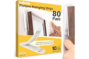 LuBanSir Picture Hanging Strips, 10 lb No Damage Wall Adhesive Picture Hangers Without Nails, 40 Pairs
