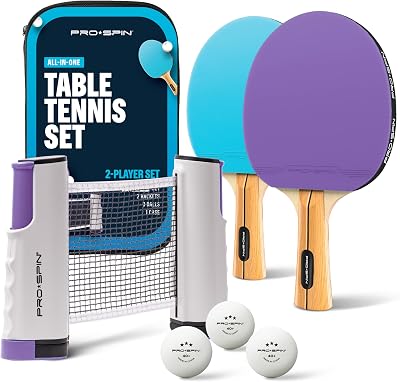 PRO-SPIN Portable Ping Pong Set with Retractable Net 2-Player