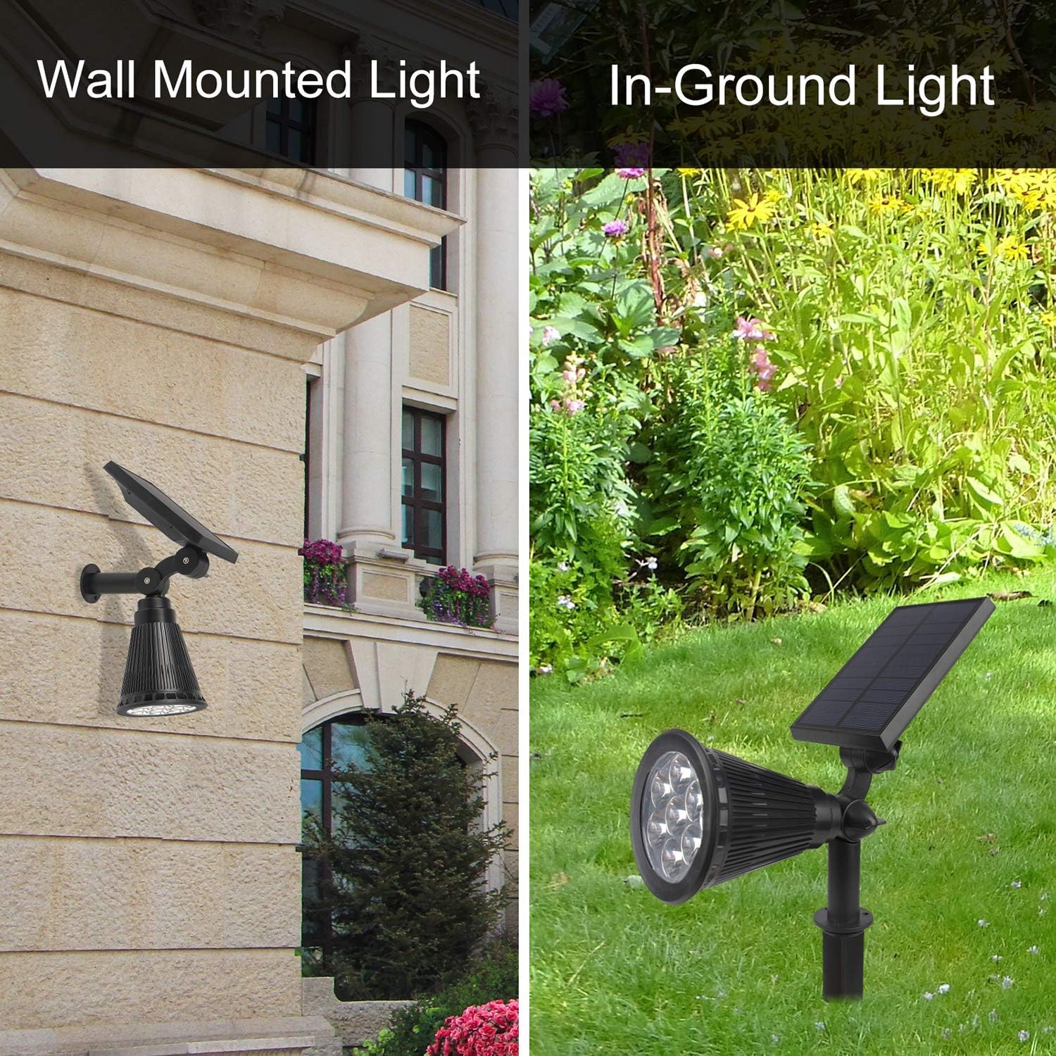 Lapeort Solar Lights Outdoor 2-in-1 Waterproof Solar Spotlights Colored 7 LED Adjustable Garden Wall Lighting Dusk to Dawn for Landscape Trees Yard Pathway Lawn Decor Auto On/Off (2-Pack): Home Improvement