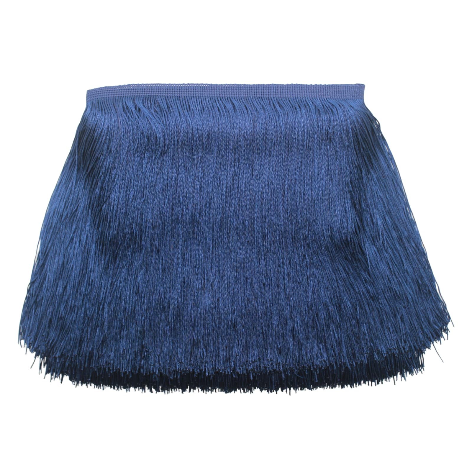 Yalulu 10 Meters 20 CM Width Polyester Latin Fringe Tassel Trimming Lace DIY Latin Macrame Samba Dance Dress Stage Clothes Curtain Trim (Navy Blue)