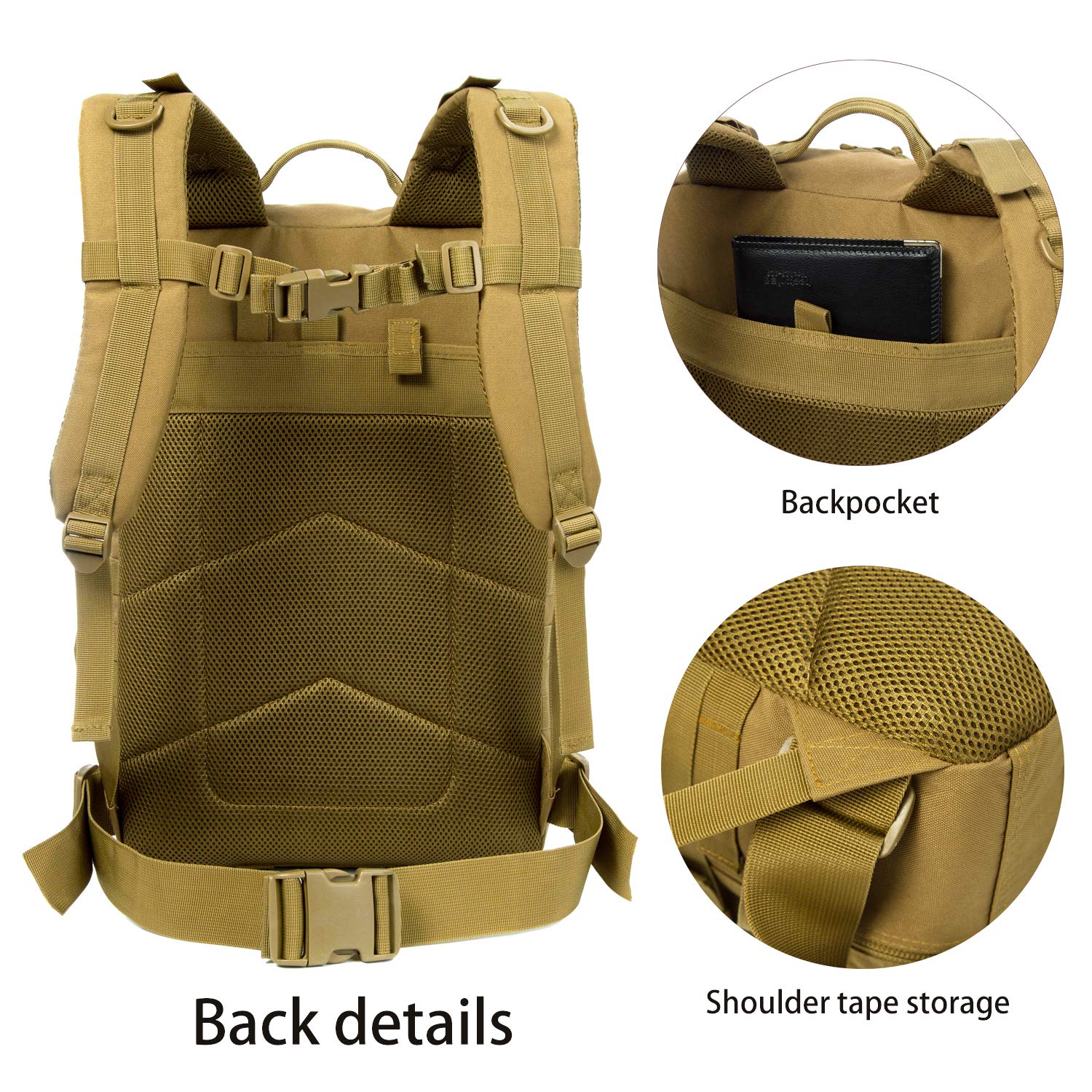 J.CARP Military Tactical Backpack Large 3 Day Assault Pack Army Molle Bug Out Bag, Brown