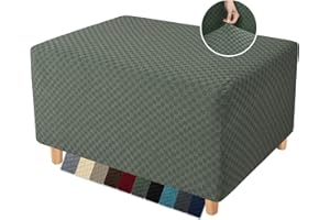 YEMYHOM Ottoman Cover Latest Jacquard Design High Stretch Folding Storage Footstool Protector Rectangle Removable Slipcover (Ottoman Small, Army Green)