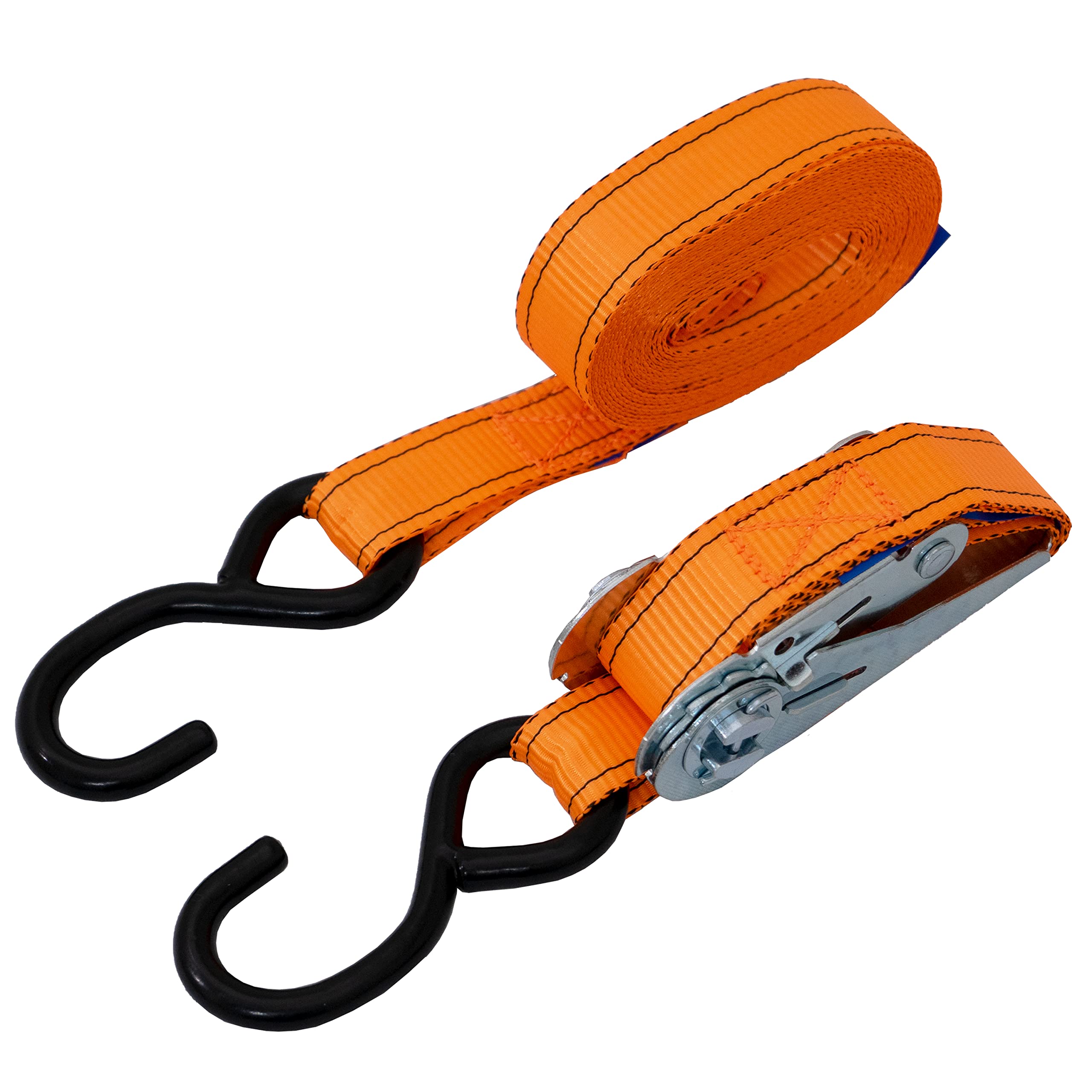 Petex 43192735 Ratchet Tie Down Strap 2-Piece 5 m 25 mm S-Hook 350/700 daN Orange