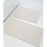 YIHOUSE Bathroom Rug Sets 2 Piece, Ultra Thin Quick Dry Bath Mat, Absorbent Bath Mat for Bathroom Non Slip Machine Washable Bath Rug (Beige)