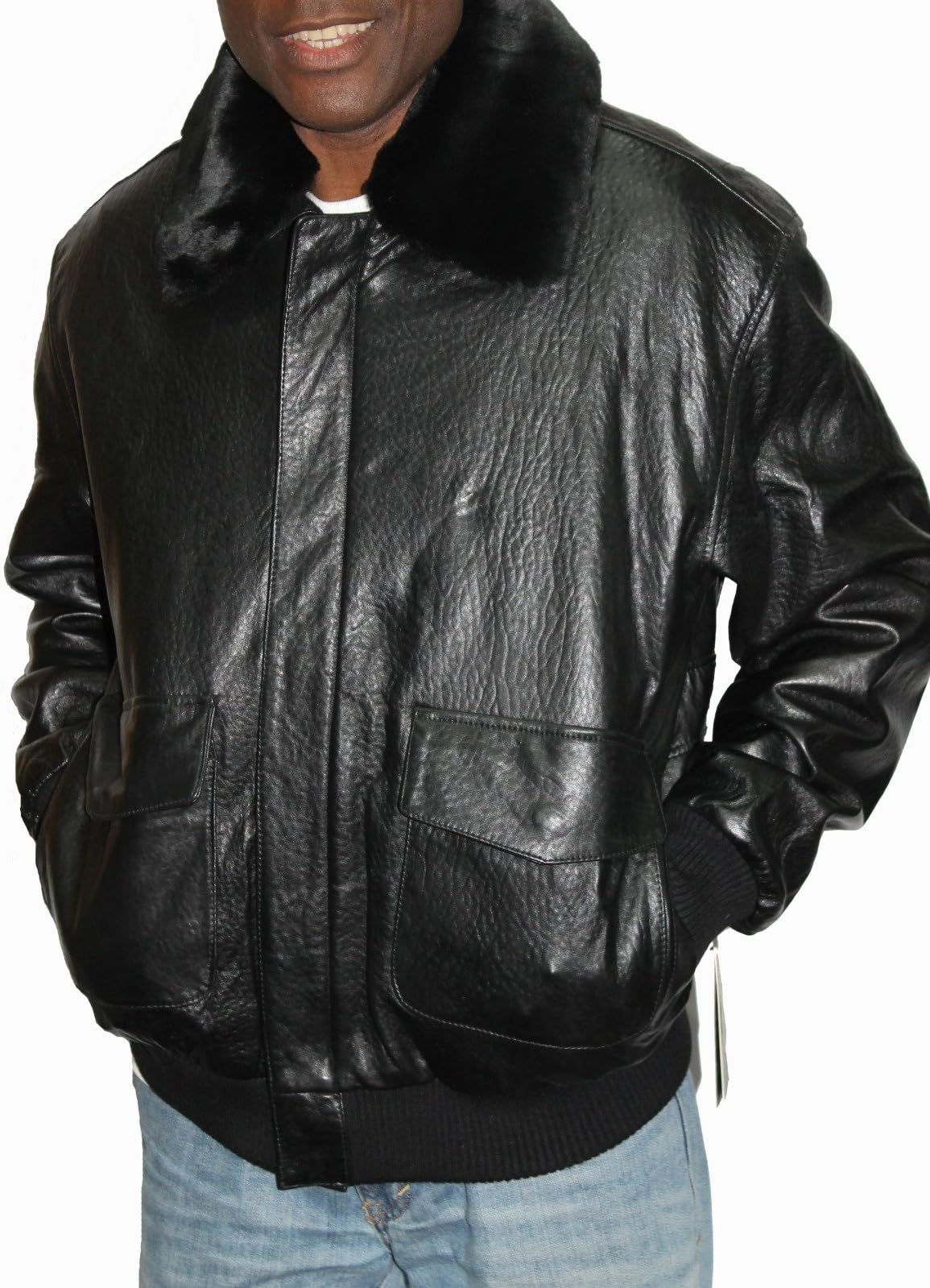 United Face Leather Bomber Jacket