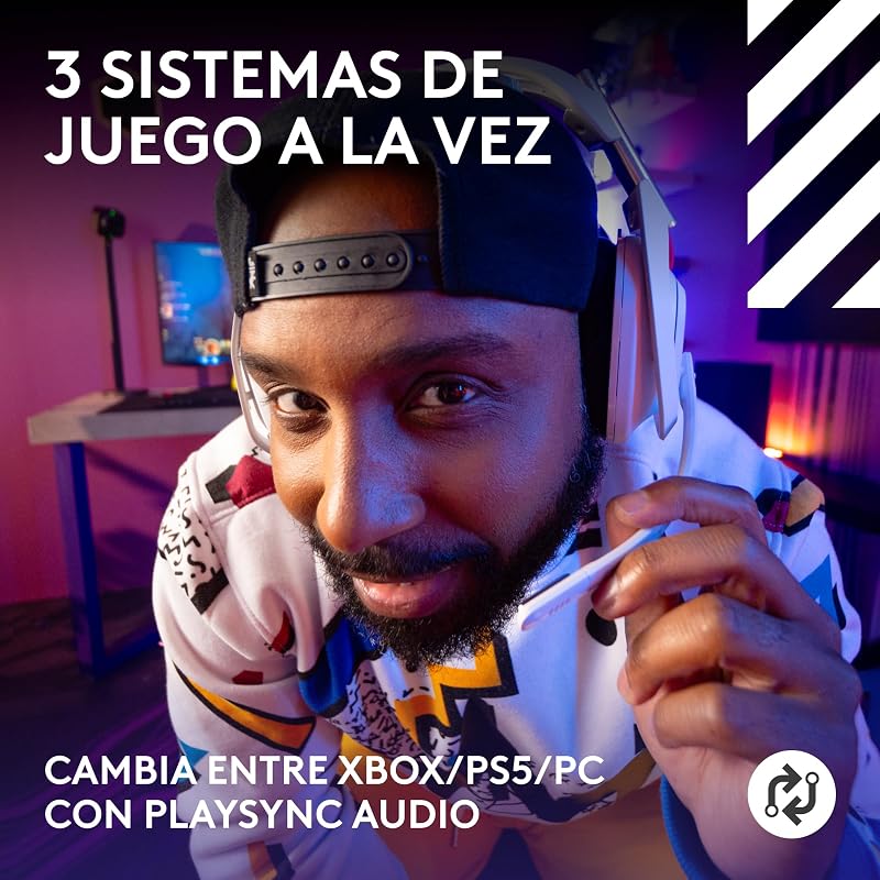 Logitech g astro a50 lightspeed gaming headset wireless + estação base (gen 5), pro-g graphene, alternar entre 3 sistemas, usb-c para xbox, ps5, pc/mac ou nintendo switch, bluetooth - preto