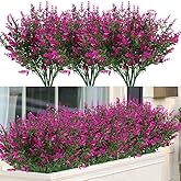 ArtBloom 8 Bundles Outdoor Artificial Lavender Fake Flowers UV Resistant Shrubs, Faux Plastic Greenery for Indoor Outside Hanging Plants Garden Porch Window Box Home Wedding Farmhouse Decor (Fuchsia)