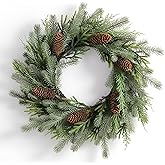 DN DECONATION 24" Christmas Wreath for Front Door, Sage Green Pinecone Wreaths Christmas Decor, Xmas Holiday Wreath Outdoor Indoor for Wall, Porch, Mantel Decoration