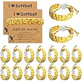 20 Sets Baseball Softball Bracelets Gifts with Cards - Adjustable Braided Sport Team Accessories, Inspirational Party Favors for Players, Women, Fans (Birthday/Team Events)