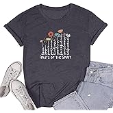 Women's Christian Shirt Fruit of The Holy Spirit Flower T-Shirt Inspirational Bible Text Top
