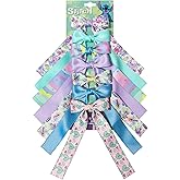 LUV HER Disney Lilo & Stitch Printed Long Tail Hair Bow Set for Girls - Printed Bows with Alligator Clips - Cute Hair Accessories for Kids Ages 3+