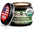 Organic Beef Tallow for Skin – USDA-certified Whipped Tallow Balm for Skin Face and Body with Jojoba Oil and Cocoa Butter – Unscented and Herb-Infused – 2 oz.