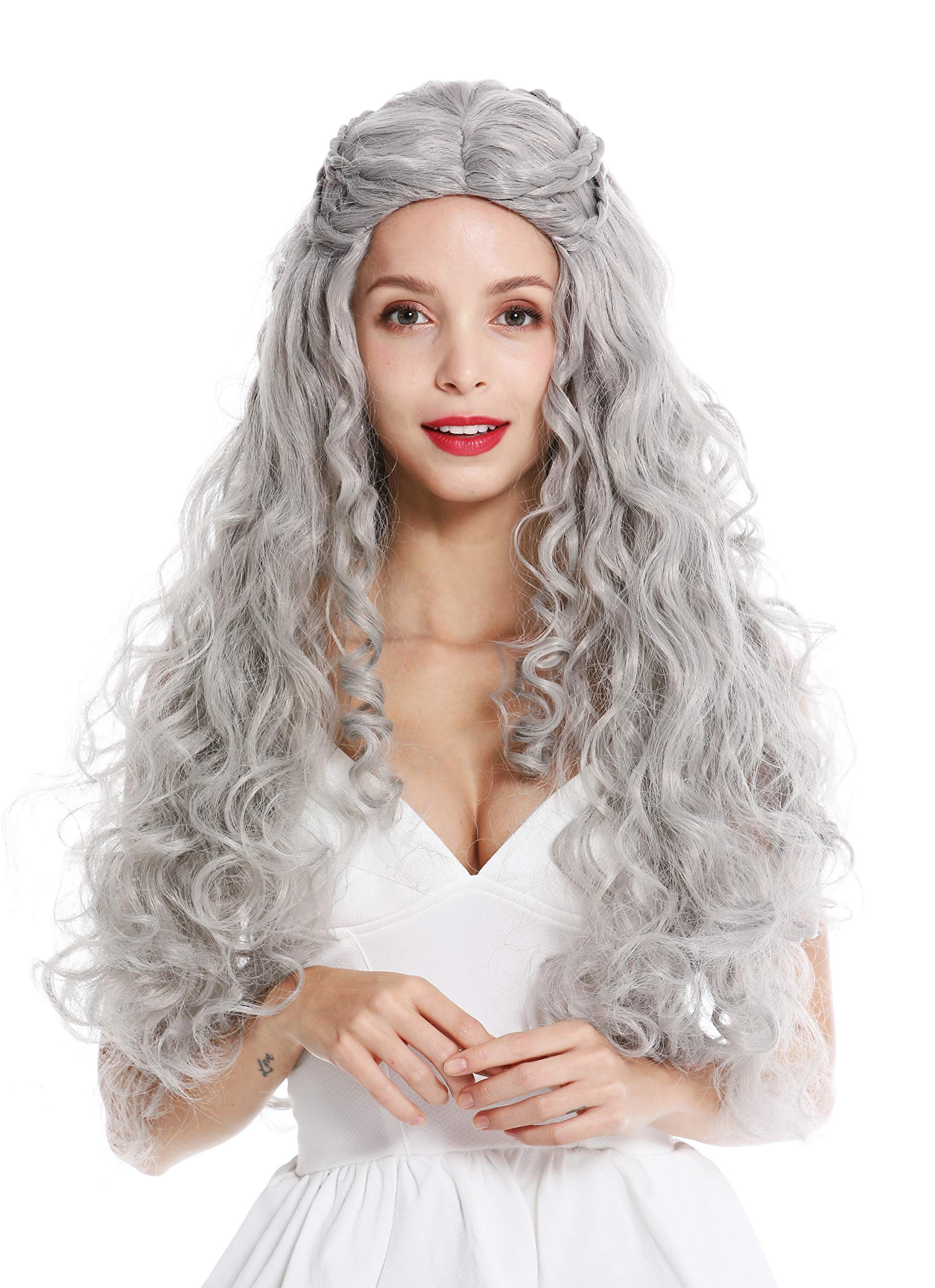 WIG ME UP - 91323-ZA68E women's party wig very long wavy elaborately plaited middle parting romantic fairytale princess hippie grey โ image 1