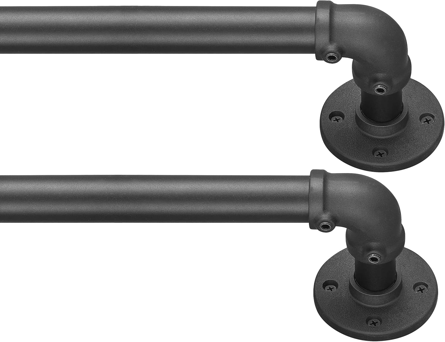Window Treatment Hardware - Higswor Blackout Curtain Rod : Industrial Curtain Rods 2 Pack Wrap Around Curtain Rods for Windows 66 to 120 (6-12 Ft) Rustic Outdoor Curtain Rod for Bedroom Farmhouse Matte Black Curtain Rod 72-144