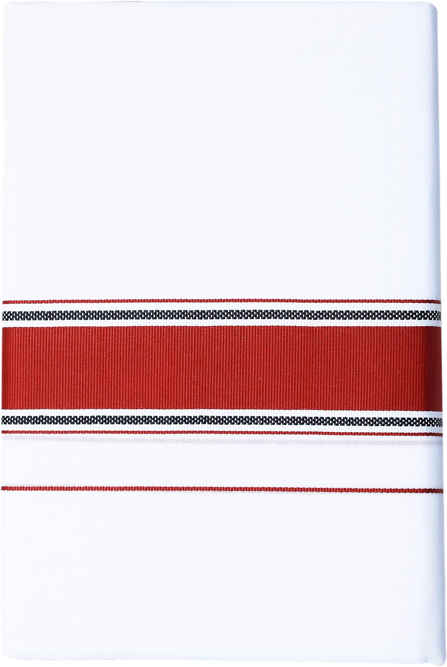 RIROMen's Cotton Double Dhoti With Zari Border 3.6M Free Size (White)
