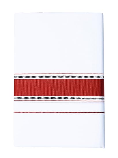 Men's Cotton Double Dhoti With Zari Border 3.6M Free Size (White)