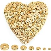 300Pcs 18K Gold Filled Flat Round Spacer Beads, Tiny Rondelle Coin Disc Loose Beads for Jewelry Findings Making, Small Handmade Beads for DIY Bracelet Necklace Earring Bulk Making Supply (3mmGold)