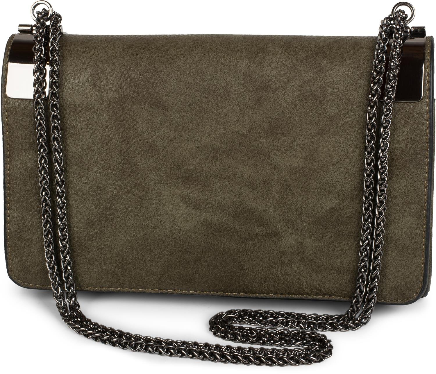styleBREAKER clutch, evening bag with metal clasp and plain coil chain, vintage design, ladies 02012046, Colour:Olive