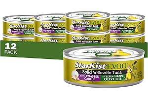 StarKist E.V.O.O. Solid Yellowfin Tuna with Roasted Garlic and Extra Virgin Olive Oil, 4.5 Ounce (Pack of 12)