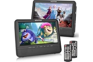 WONNIE 7.5" Dual DVD Players for Car Portable DVD Players with Dual Screens Play a Same or Two Different Movies with Headrest