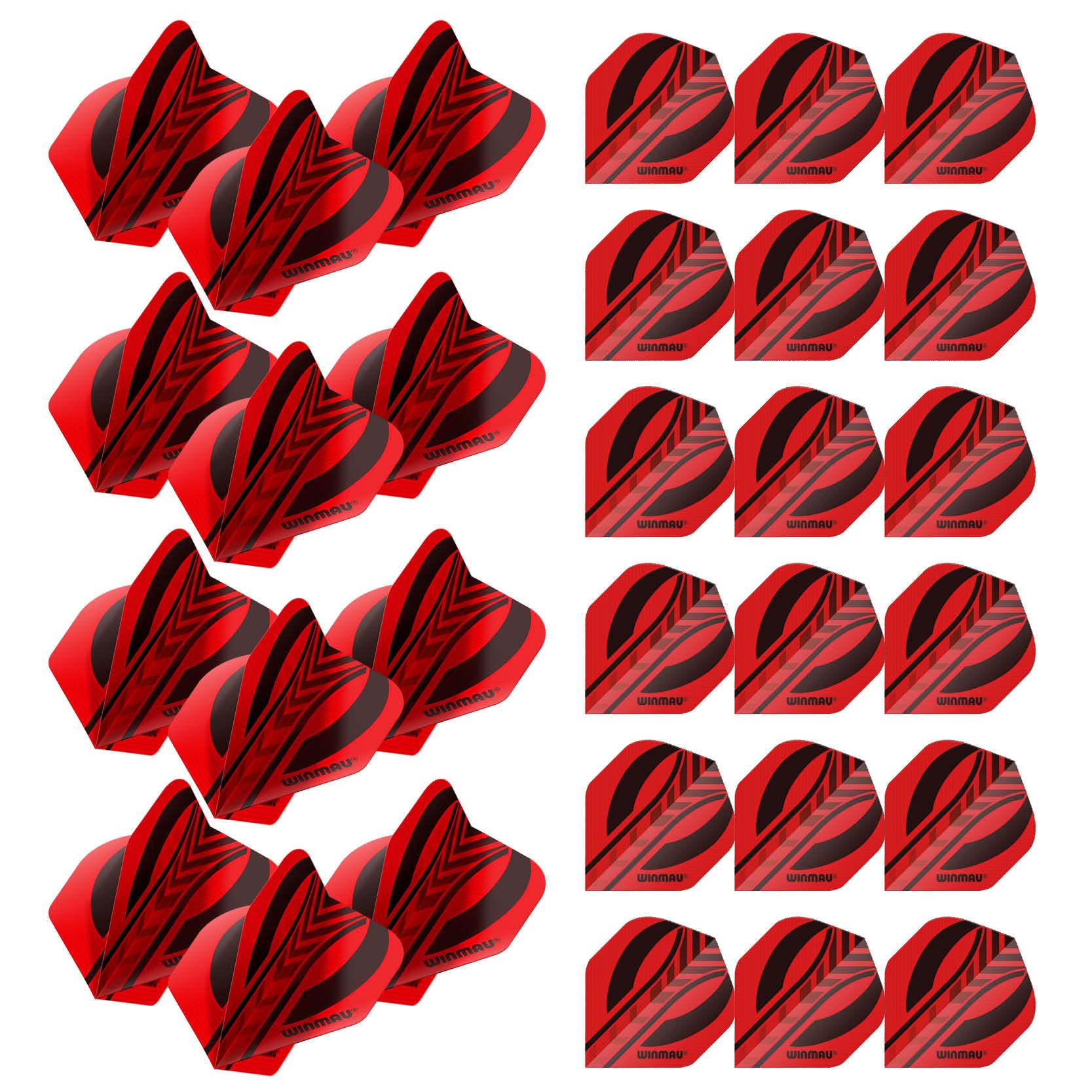 WINMAU Mega Standard Red & Black Dart Flights - 10 sets per pack (30 dart flights in total)