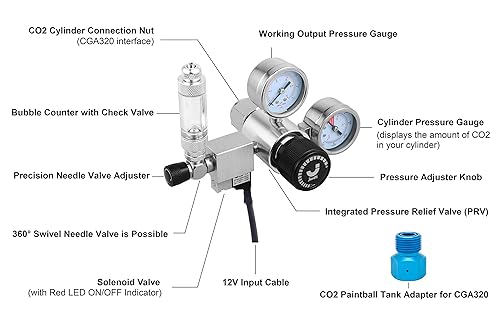 JARDLI Aquarium CO2 Regulator with Solenoid Dual Gauges Bubble Counter for Planted Tank CO2 Injection System Adjustable Output Pressure PRO E1 in Saudi Arabia Whizz Air Pump Accessories